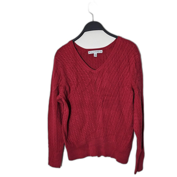 Vintage David Brooks Womens Small V Neck Cable Sweater. Made in Japan. Red. - Picture 2 of 7